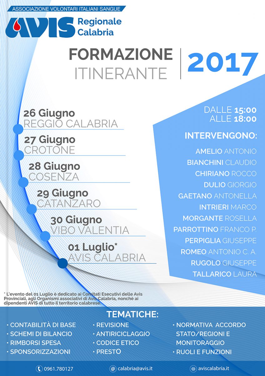 Giugno: il mese della formazione itinerante di Avis Regionale Calabria