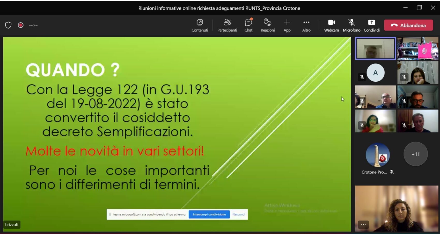 Incontri on-line Revisione Statuti e trasmigrazione al R.U.N.T.S.